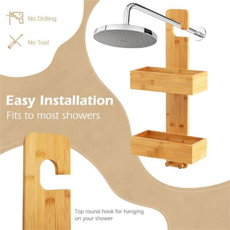 Loon Peak® Hooks Bamboo Shower Shelf - Wayfair Canada